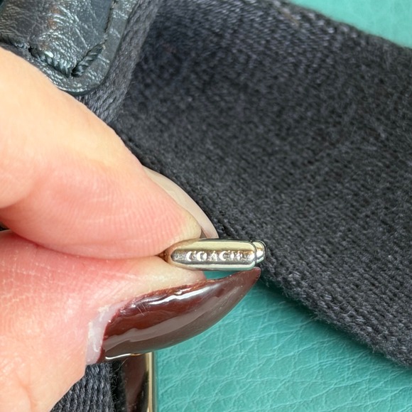 Coach Large Pebbled Leather Colorblock Derby Tote Bag Teal Navy F11833 READ - Picture 13 of 16